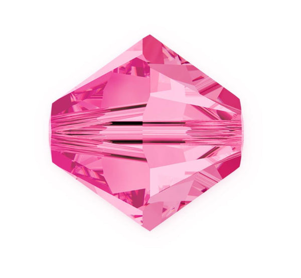 50pcs Preciosa Faceted Bicone Crystal Beads, Pink Rose, 6mm, Hole ID 1mm, Pre-B637