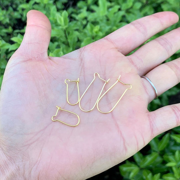 10pcs 925 Sterling Silver Kidney Earring Hooks, Real 18K Yellow Gold Plated, 0.7mm/21 Gauge, Length Selections: 18mm/25mm/36mm