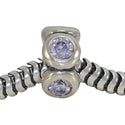 Real 925 Sterling Silver Charm, June Birthstone Spacer Bead, Cubic Zirconia CZ Diamond Gemstone,...