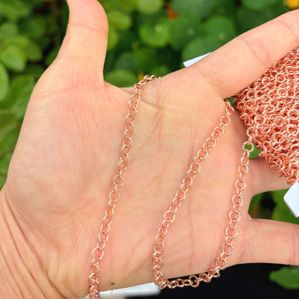 33 Feet Round Link Copper Chain Link, Bright Coppery, 4.5mm, CW10-K2
