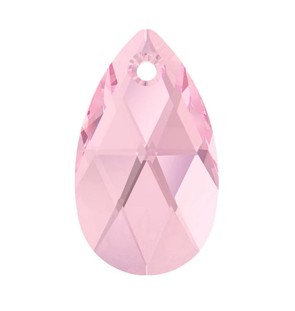 20pcs Creative Club Faceted Crystal Glass Pear Chandelier Pendant Drops, October Pink Birthstone, 22x13mm Large, Hole ID 1mm, CCE-3