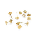 100pcs Raw Brass Earring Posts, Flat Board Glue On Setting, 100pcs Earring Backs, Unplated/Uncoated, Board Size Selections: 3mm/4mm/6mm/8mm