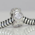 1pc Real 925 Sterling Silver Charm, April Birthstone Spacer Bead, Cubic Zirconia CZ Diamond Clear Diamond Gemstone, Compatible with Pandora all Other Charm Bracelets, EC301