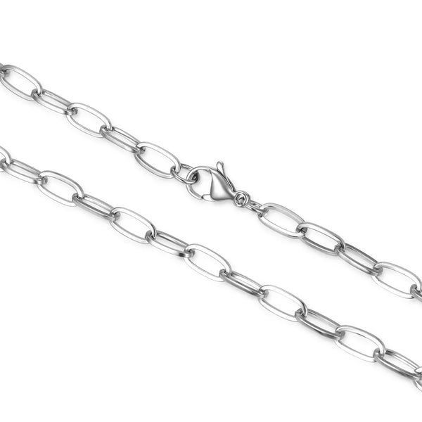 5pcs 304 Stainless Steel 5mm Paperclip Cable Link Chain Necklaces (18 Inch/20 Inch/22 Inch)