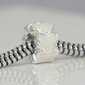 1pc Solid 925 Sterling Silver Cream White Love Heart Bead Charm, Compatible with Pandora All Other Charm Bracelet, EC23