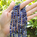 Natural Blue Sodalite Gemstone Oval Tumbled Pebble Beads, Irregular, 6mm to 8mm, Hole ID 1mm, 15 Inch/1 Strand, GZ11-22