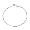 1pc 925 Sterling Silver Beaded Chain Bracelet, 2mm Beads, Tarnish Resistant White Gold Plated, Length Selections: 7 inch/7.5 inch/8 inch