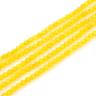 Natural Yellow Lemon Jade Gemstone Faceted Round Beads, 10mm, Hole ID 1mm, 14 Inch/1 Strand, GH-G20