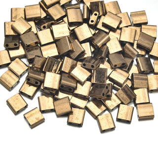 10g Miyuki Full Tila Square Seed Beads 5x5mm, Metallic Dark Bronze, (TL457)