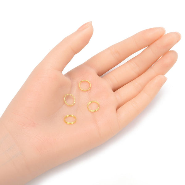 20pcs 925 Sterling Silver Split Jump Rings, Real 18K Yellow Gold Plated, 0.7mm/21 Gauge, Size Selections: 5/6/7/8/10/12mm