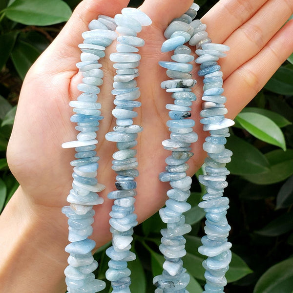 Natural Blue Aquamarine Gemstone Flat Coin Chip Beads, Irregular, 7mm-10mm, Hole ID 1mm, 15 Inch/1 Strand, GZ7-6