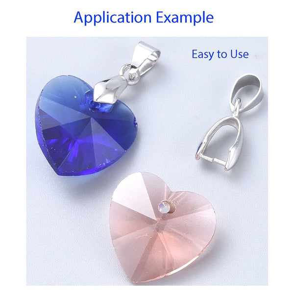 50pcs Pendant Clasp Pinch Bail Clip, 18K White Gold Plated Brass, Size Selections: 15mm/18mm/20mm