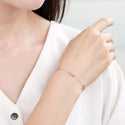 1pc 925 Sterling Silver 3.2mm Corrugated Moon Pattern Beaded Cable Chain Bracelet, Tarnish Resistant White Gold Plated, Length Selections: 7 inch/7.5 inch/8 inch