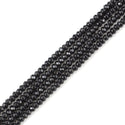 Natural Jet Black Quartz Gemstone Faceted Rondelle Beads, 3x2mm/Small Tiny, Hole ID 0.8mm, 13 Inch/1 Strand, GH2R-5