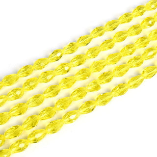 120pcs Creative Club Faceted Teardrop Crystal Glass Beads, Center Drilled, Light Topaz Yellow, 12x8mm, Hole ID 1mm, CCT-1209
