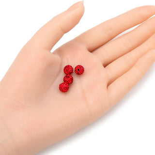 25pcs Adabele Grade AA+ Suncatcher Crystal Rhinestone Pave Polymer Clay Beads, Light Siam Red, Size Selections: 8mm/10mm/12mm