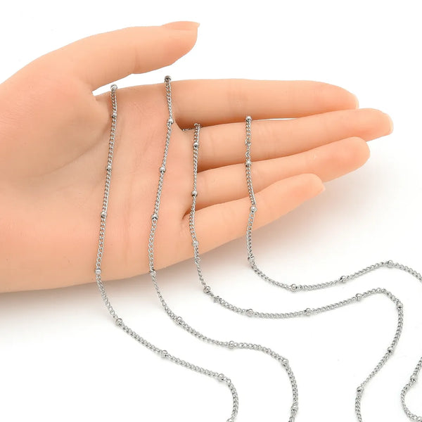 33ft 304 Stainless Steel Satellite Curb Chain with 2.5mm Beads