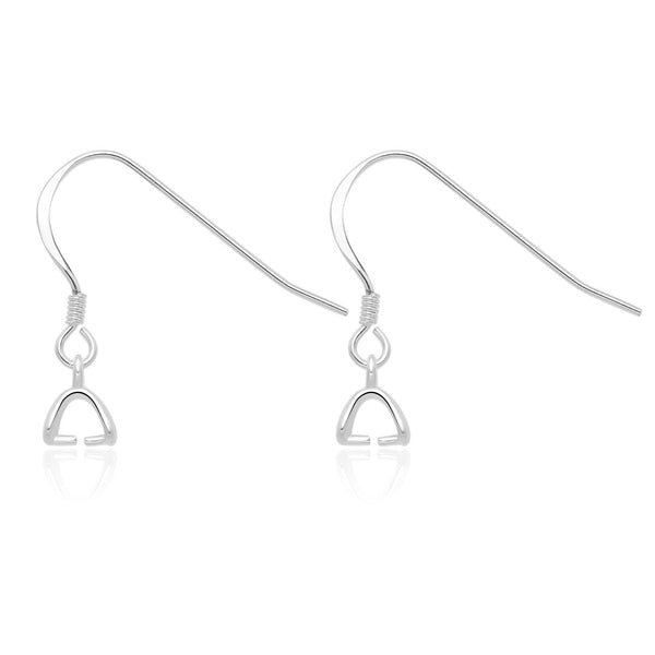 4pcs 925 Sterling Silver Flat Fish Earring Hooks, Pinch Bail Clasp, 23.8mm Long, SS11-1