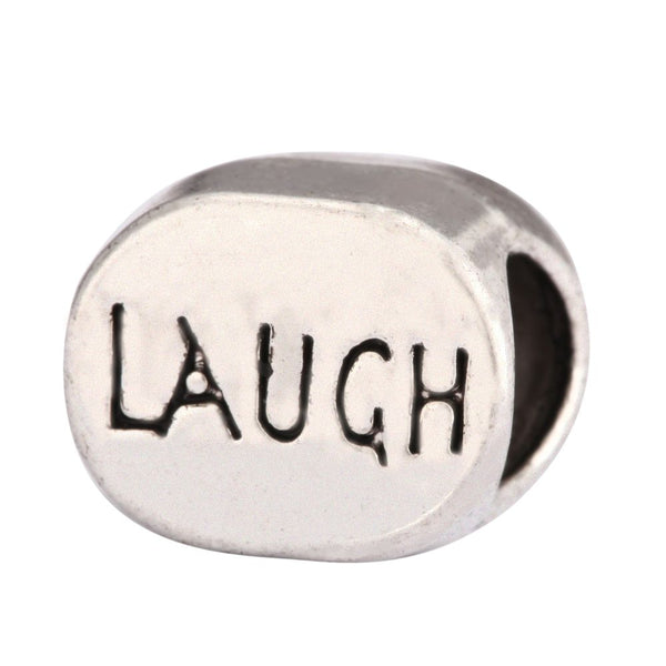 20pcs Laugh Happiness Large Hole Beads, Hole ID 4.5mm, Antique Silver, Zinc Alloy Metal, MEC-C5