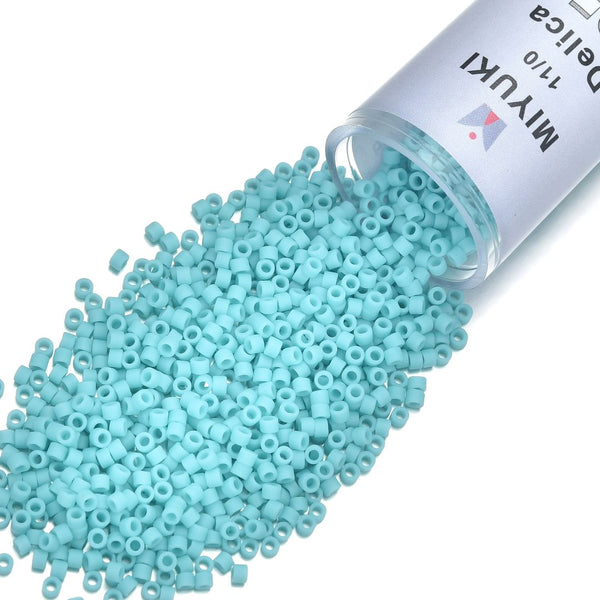 7.5g Miyuki Delica 11/0 Seed Beads, Opaque Matte Sea Opal DB1586
