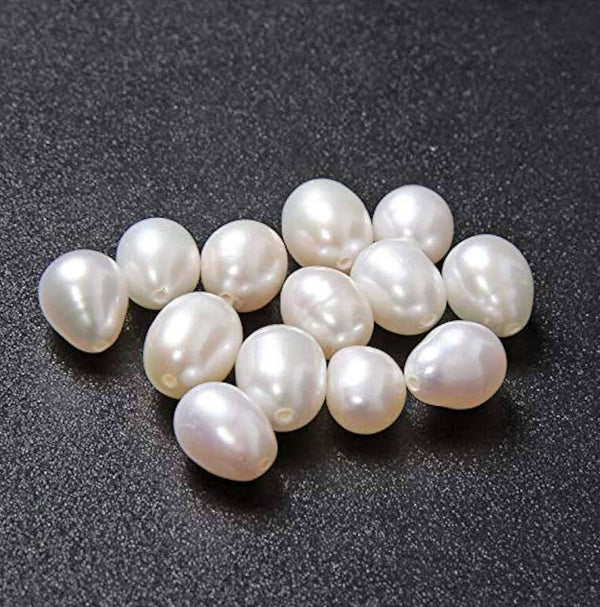 10pcs Natural AAA Grade High Luster Half Drilled Teardrop Pearls Beads, White Cultured Freshwater Pearls, 8-9mm, Hole ID 0.85mm, PT3-89