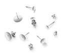 100pcs Earring Posts Glue On Settings, with 100pcs Earring Backs, Sterling Silver Plated Brass, Flat Board Size Selections: 3mm/4mm/6mm/8mm