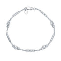 1pc 925 Sterling Silver Tube and Bead Station Cable Chain Bracelet, Tarnish Resistant White Gold Plated, Length Selections: 7 inch/7.5 inch/8 inch
