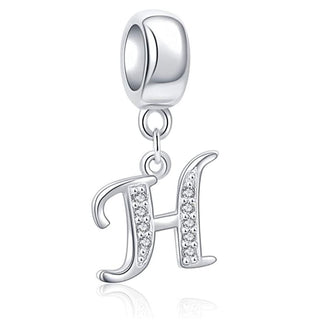 1pc 925 Sterling Silver Letter H, Alphabet Charm Pendant Drop, 18mm Long, Hole ID 4.5mm, EC3-A8