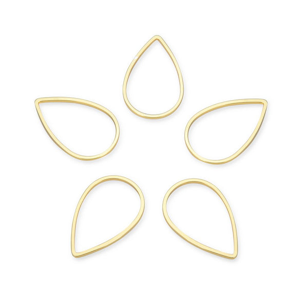 20pcs Tarnish Resistant Teardrop Beading Hoops, Open Back Bezel Frame, 18K Yellow Gold Plated Brass, Size Selections: 16mm/22mm/25mm
