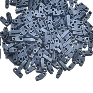 10g Miyuki Quarter Tila Seed Beads 5x1.2mm, Matte Gunmetal Blue QTL-2001
