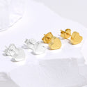 1 Pair 18K Yellow Gold Plated 925 Sterling Silver Stud Earrings, Love Heart Ear Studs, Small Tiny, SSE100-2