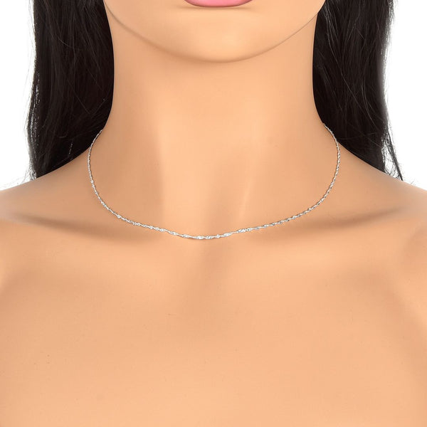 1pc 925 Sterling Silver Singapore Link Chain Necklace, 1.2mm, Length Selections: 18 inch/20 inch/22 inch