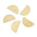 20pcs Brushed Raw Brass Half Round Semicircle Pendant Drop, 2-Hole Connectors, 21mm, Unplated/Uncoated, CF-A9