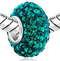 1pc 925 Sterling Silver May Emerald Green Birthstone Bead Charm, 12.5x7.5mm, Hole ID 4.8mm, Fit Pandora All Other Bracelets, EC684-5