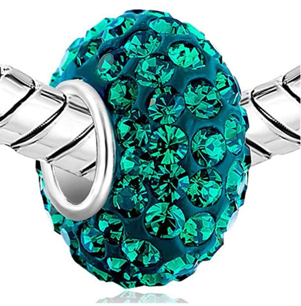 1pc 925 Sterling Silver May Emerald Green Birthstone Bead Charm, 12.5x7.5mm, Hole ID 4.8mm, Fit Pandora All Other Bracelets, EC684-5