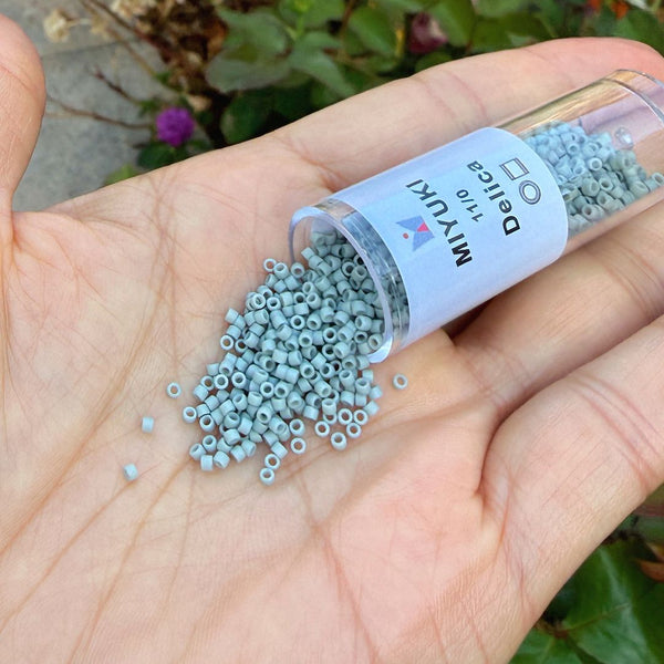 7.5g Miyuki Delica 11/0 Seed Beads, Opaque Matte Glazed Shark Fin DB2281