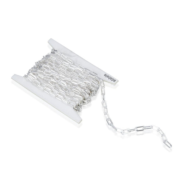 5 Feet 925 Sterling Silver Unfinished Paperclip Cable Chain Links, 3mm, Strong SSK-D3