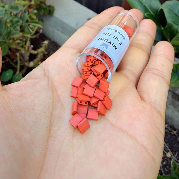 10g Miyuki Full Tila Square Seed Beads 5x5mm, Matte Dark Orange (TL-2315)