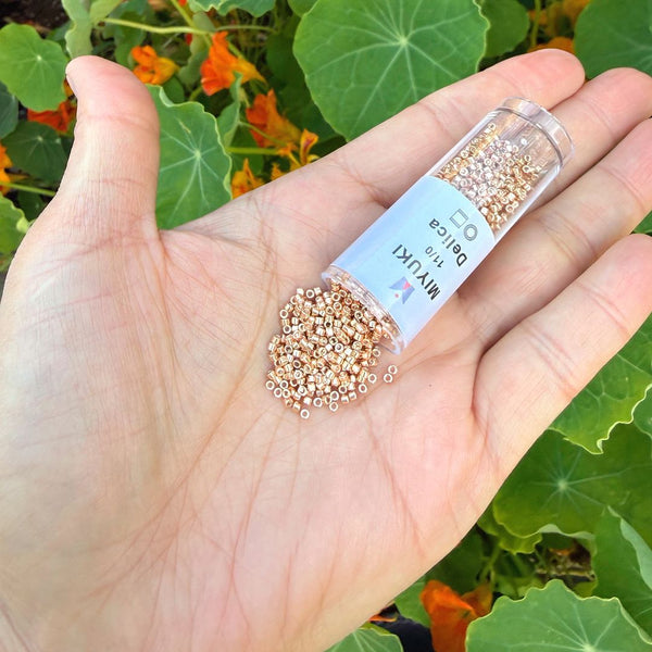 30g Miyuki Delica 11/0 Seed Beads, Opague Galvanized Apricot Gold DB411