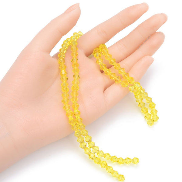 250pcs Creative Club Faceted Bicone Crystal Glass Beads, Light Topaz Yellow, 6mm (0.24 Inch), Hole ID 1mm, CCB609