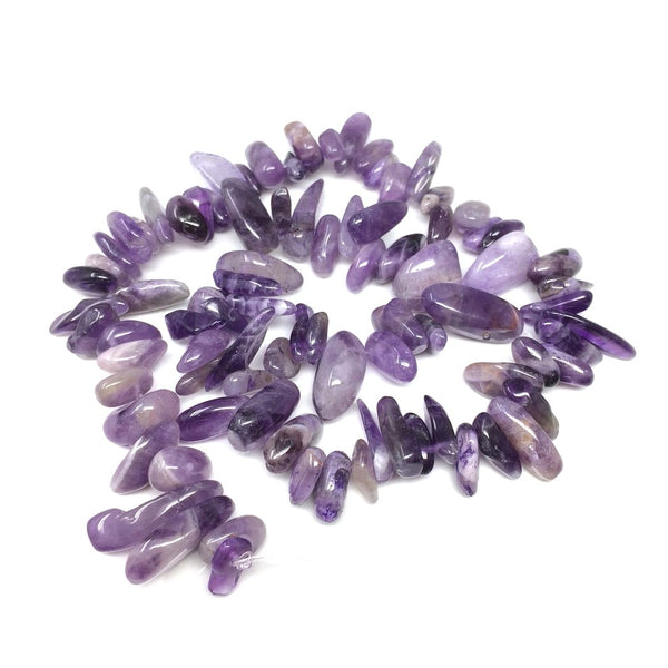 Natural Purple Amethyst Crystal Gemstone Stick Point Beads, Irregular, 7mm-23mm Long, Hole ID 1mm 1 Strand/15 Inch, GZ5-13