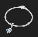 1pc 925 Sterling Silver Love Heart December Birthstone Charm Drop, Blue Zircon Cubic Zirconia CZ, 26mm (1 inch) Long, Hole ID 4.5mm, EC1-E12