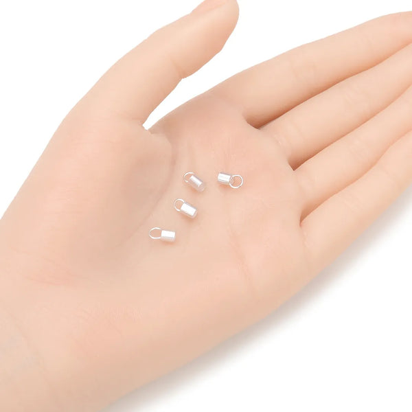 20pcs 925 Sterling Silver Crimp End Caps, Cord End Caps, Hole ID Selections: 1.5mm/2mm/2.5mm/3mm