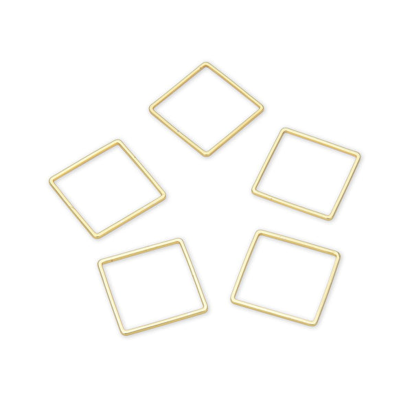 20pcs Tarnish Resistant Square Beading Hoops, Open Back Bezel Frame, 18K Yellow Gold Plated Brass, Size Selections: 12mm/16mm/20mm