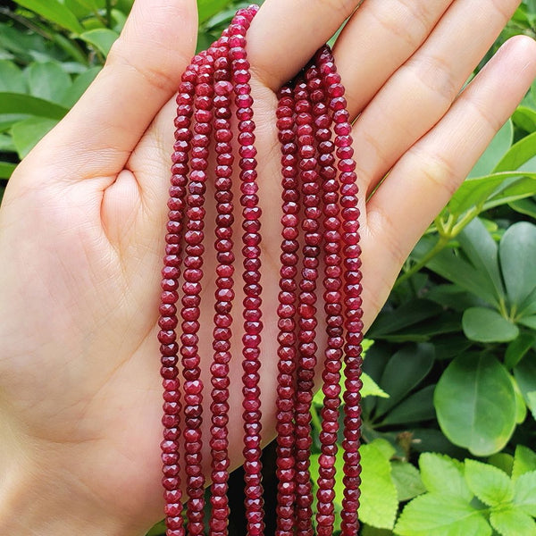 Natural Garnet Red Quartz Gemstone Faceted Rondelle Beads, 4x2mm/Small, Hole ID 0.9mm, 14 Inch/1 Strand, GH1R-3
