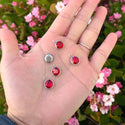 10pcs Grade A January Red Birthstone Charm Drops, Stainless Steel, Tarnish Resistant, 10mm, CCP30-1