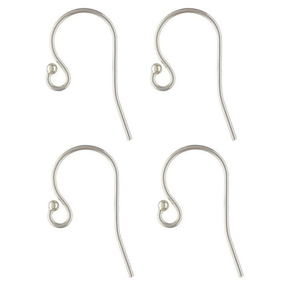 50pcs Tarnish Resistant Ball End Fish Earring Hooks, Sterling Silver Plated Brass, 22mm Long, Wire Gauge Selections: 0.7mm or 0.9mm