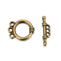 Adabele 20 Sets Round Toggle Clasp, 3 Rings Multiple Strands T-Bar Jewelry Closure, 17.7mm, Tarnish Resistant Antique Bronze, MC-AF58