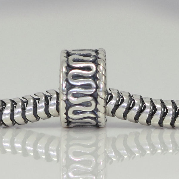 1pc Solid 925 Sterling Silver Lucky Ribbon Bead Charm, Compatible with Pandora All Other Charm Bracelet, EC121