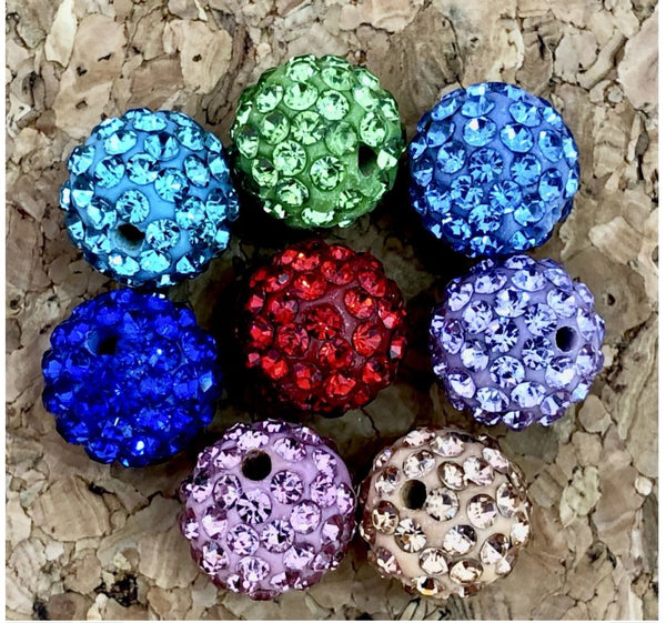 25pcs Adabele Grade A Suncatcher Crystal Rhinestone Pave Polymer Clay Beads, Aquamarine Blue, Size Selections: 8mm/10mm/12mm